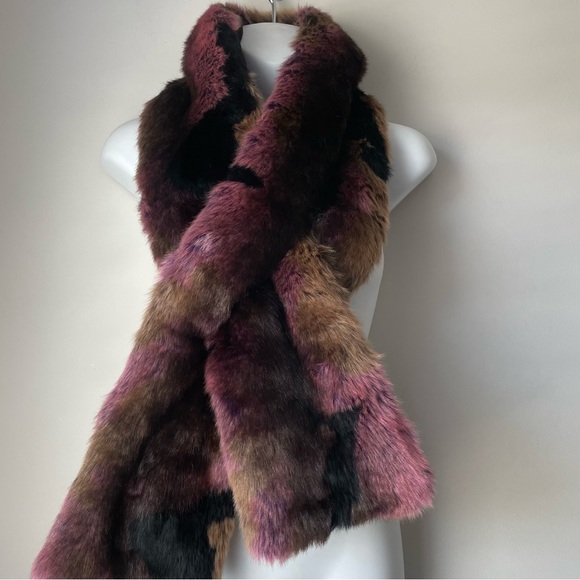 Andrienne Landau Dark Multi-Color Faux Fur Scarf - Picture 4 of 8